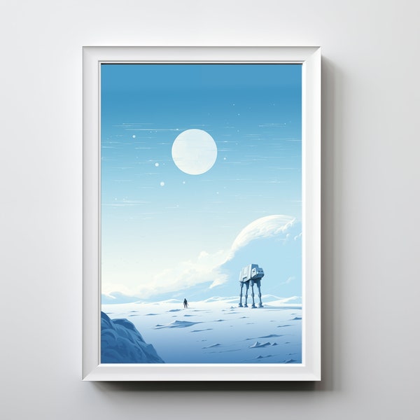 Hoth-Inspired Minimalistic Poster Digital Download Star Wars - Gifts for men, Star wars decor, Wall art, Birthday Gift
