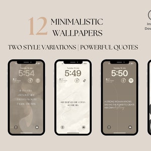 Neutral Minimalistic Quotes, iPhone wallpaper bundle, Lock Screen, iOS Walllpapers, Positive Quotes, iOS 16, Digital Download | QL Store