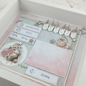 Made to order, Personalized Baby Frame, New Baby Gift Ideas, Handmade keepsake Shadow Box, Nursery Wall Art room decor, First photo 3D Frame