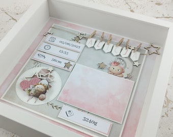 Personalized Baby Shadow Box Frame, Handmade Nursery Decor, Keepsake Gift