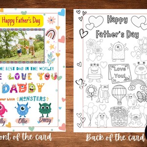 Tarjeta de cumpleaños personalizada imprimible, regalo para papá de un niño, página para colorear, foto, regalo para él, tarjeta para papá, Feliz Día del Padre