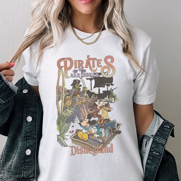 Pirates of the Caribbean Disneyland Shirt, Vintage Pirates of the Caribbean Disneyland Shirts, Mickey Caribbean Tee, Mickey Pirates Shirt