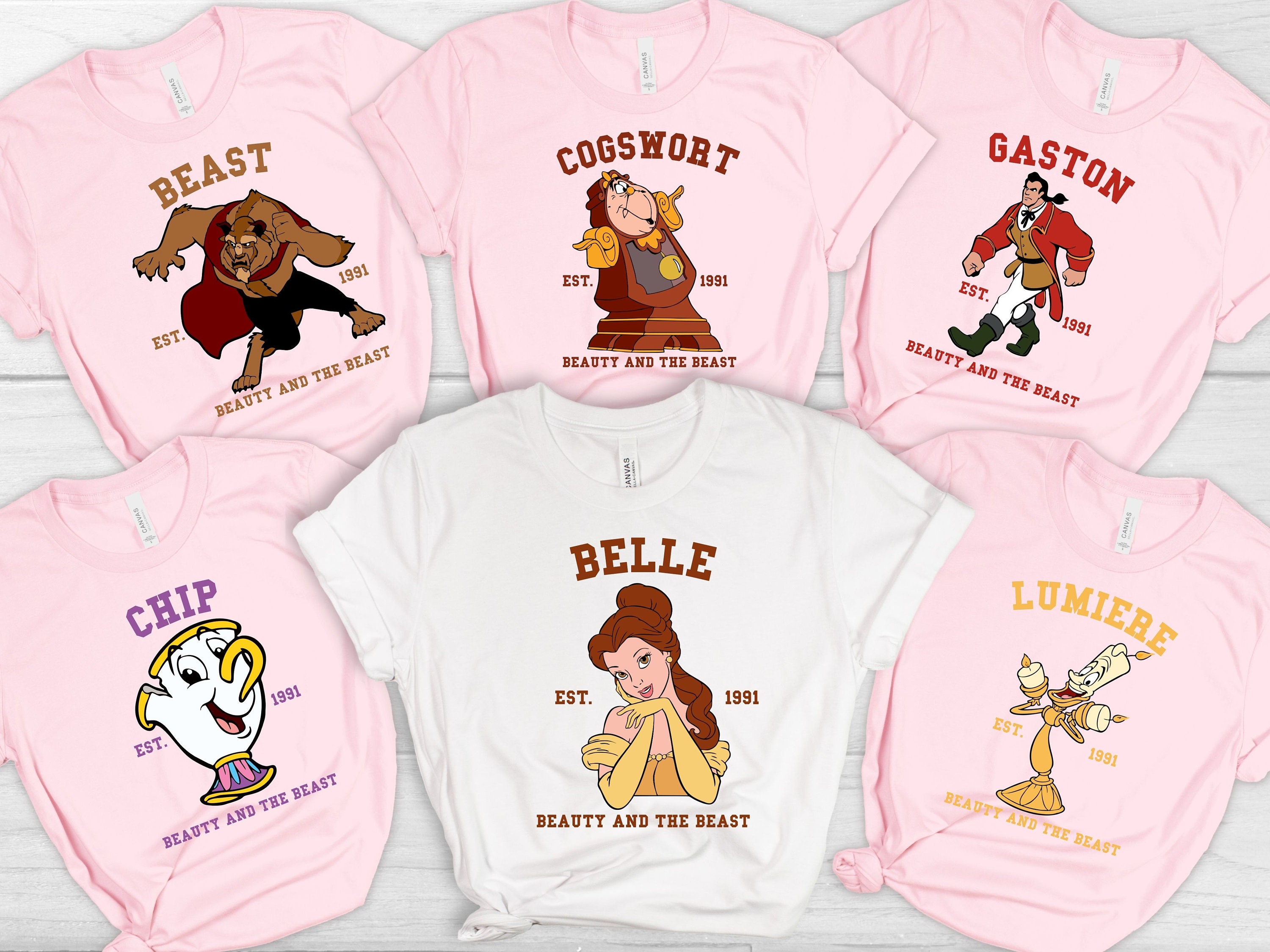 Retro Disney Beauty and the Beast Est 1991 Shirt, Belle, Beast, Gaston, Lumiere, Cogswort and Chip, Beauty and the Beast Characters Shirts - Etsy Retro Disney Beauty and the Beast Est 1991 Shirt, Belle, Beast, Gaston, Lumiere, Cogswort and Chip, Beauty and the Beast Characters Shirts - Etsy