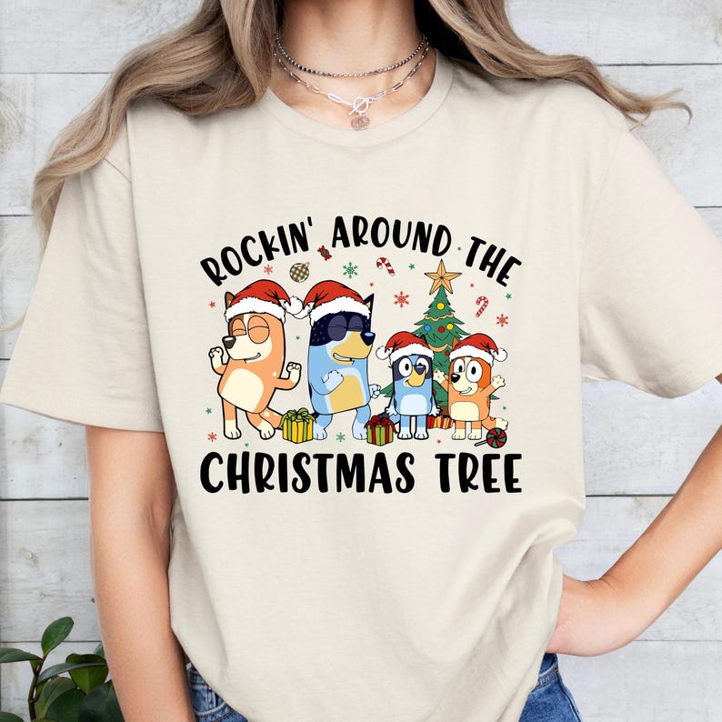 Rockin' Around the Christmas Tree Blue Dog Family Shirts , Family