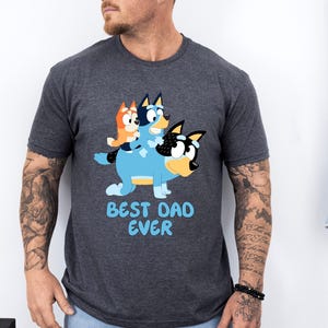 Best Dad Ever Shirt, Cute Cartoon Dog And Puppies T-Shirt, Fun Father's Day Gift For Dad, Unisex Family Theme Tee, Father's Day T-Shirt