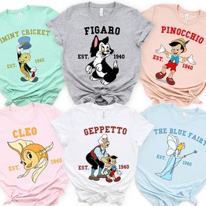 Vintage Disney Pinocchio Characters Squad Group Custom Shirt, Magic Kingdom Unisex Shirt, Family Birthday Gift, Pinoccchio Characters Shirt