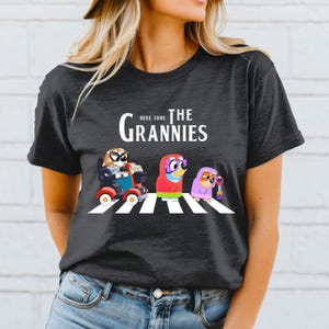 Retro Here Come The Grannies T-Shirt, Cartoon Dog Holiday Tee, Blue Dog Sweatshirt, Adult Toddler Youth Shirt, Here Are The Grannies Shirt