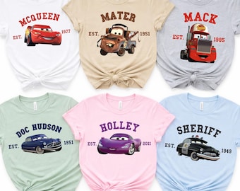 Disney Cars Characters Shirts, Lightning Mcqueen Shirt, Sally Carrera Tee, Tow Mater Tee, Family Matching Shirts, Disney Family Trip Shirt