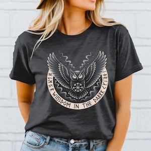 Mystic Owl T-Shirt, Dark Aesthetic Witchy Shirt, Occult Gothic Tee, Wisdom In Darkness Shirt, Spiritual Animal Graphic Top, Mystic Owl Shirt