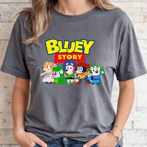 Toy Blue Story Shirt, Kids Shirt, Mashup Tee, Character Shirts, Toy Story Shirt, Australian Dog Shirt, Blue Toy Story, Cartoon Shirt