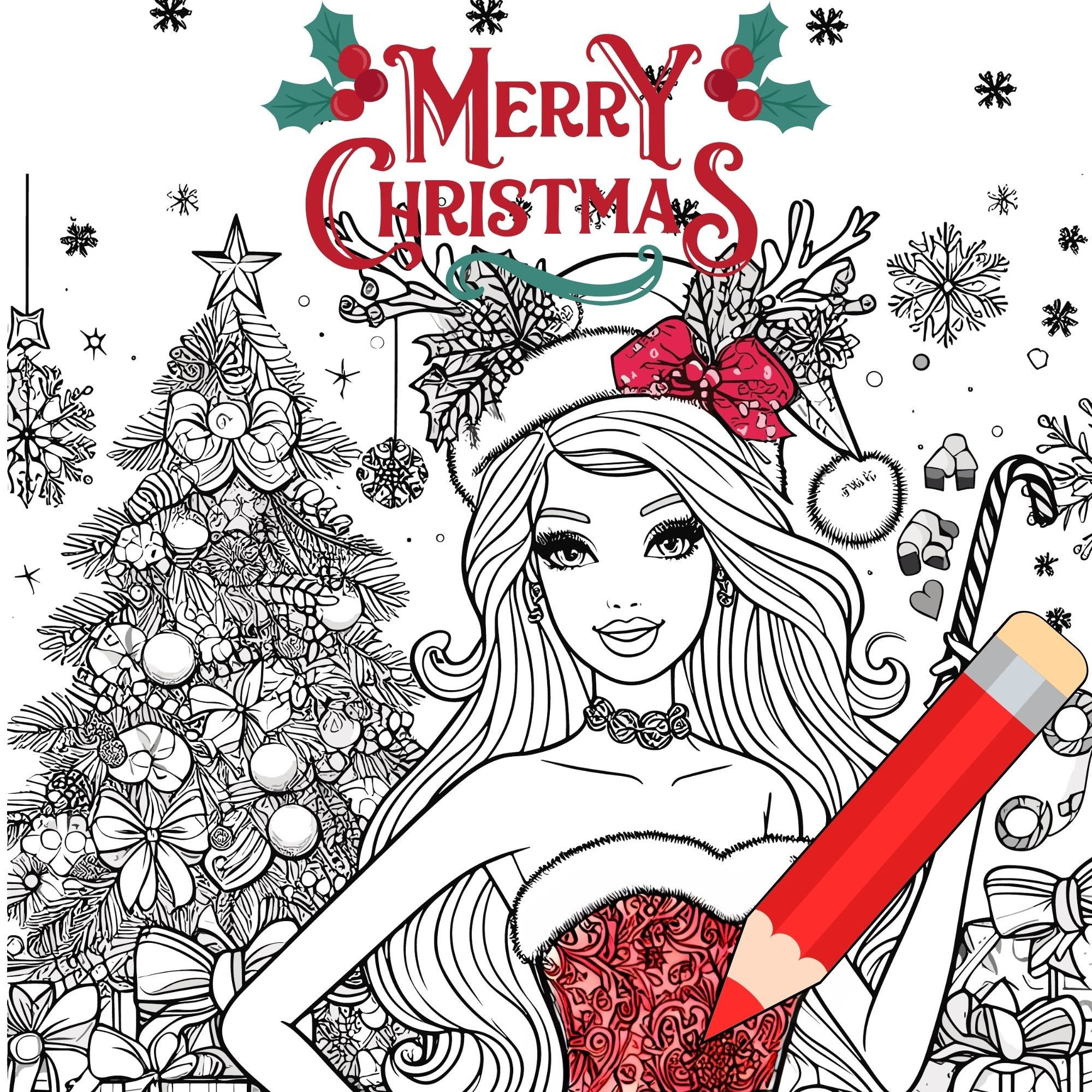 Barbie Christmas Coloring Book: A Coloring Book for Kids Ages 4-8
