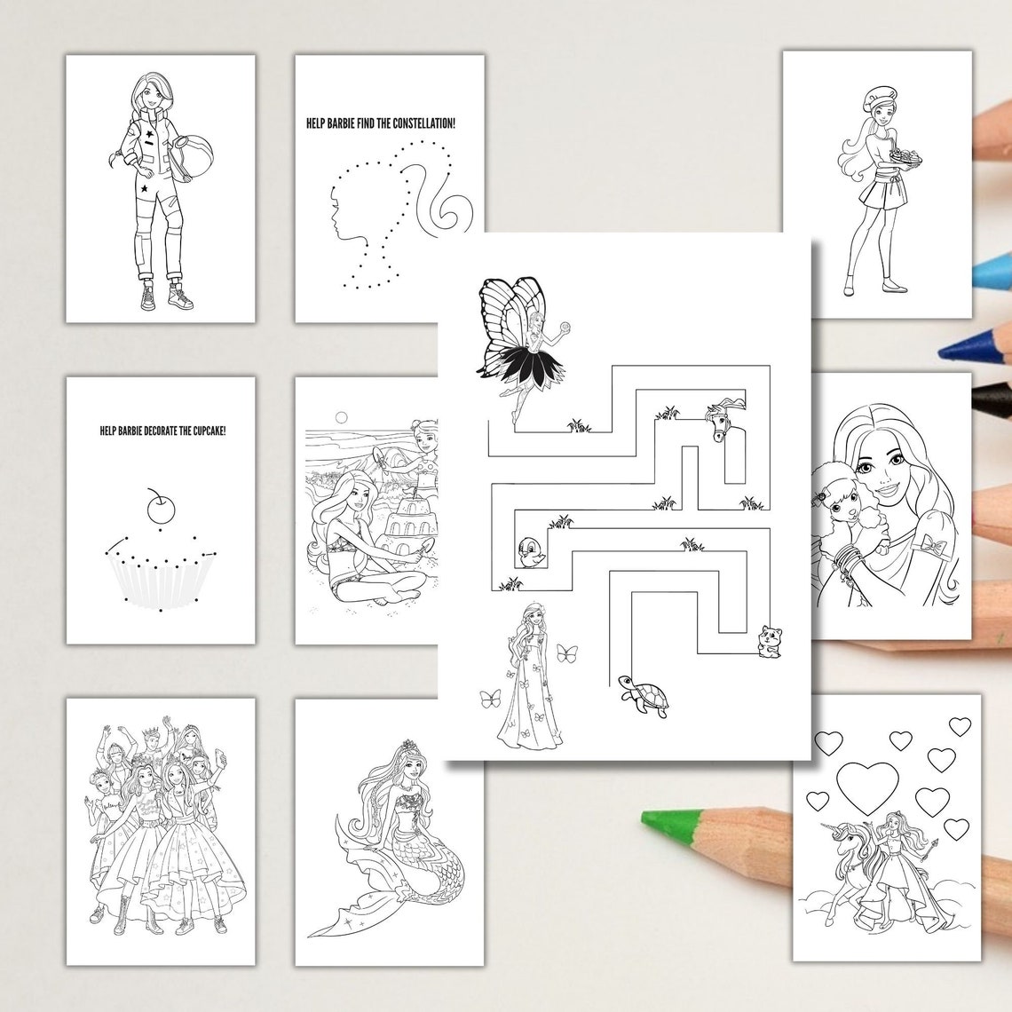 Barbi Printable Colouring Sheets, Instant Download,printable Kids ...