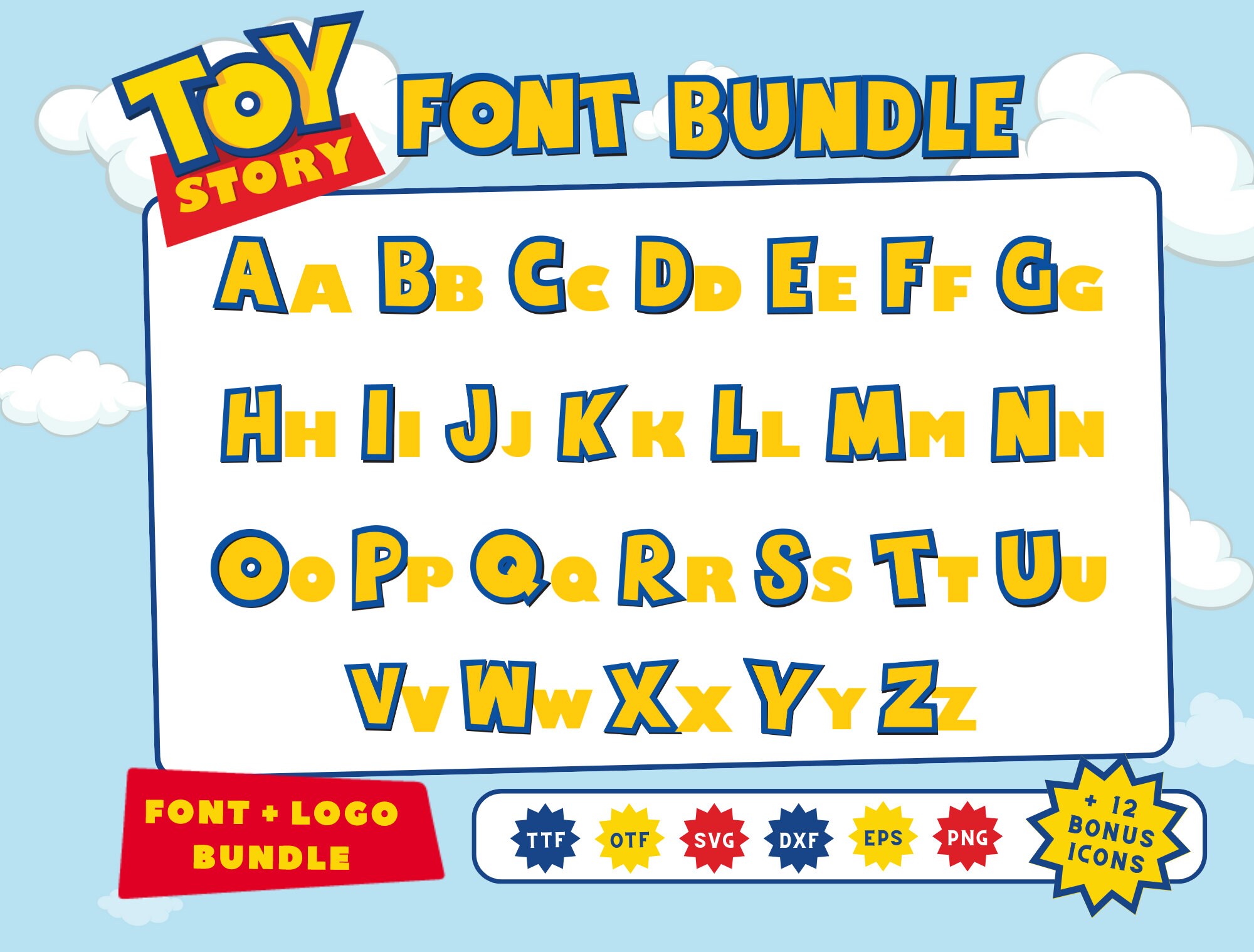 Toy Story Font SVG & OTF TTF bonus logos iconos Clipart Etsy España