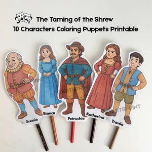 Burattini di carta della bisbetica domata: lavoretto da colorare di Shakespeare (download PDF)