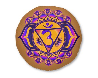 Meditatiekussen derde oog, yogakussen, ronde zitting