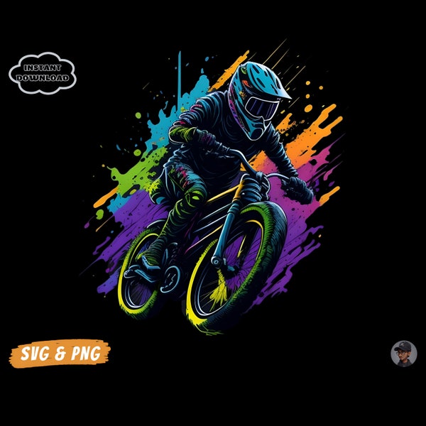 Bmx png sublimation designs | Colorful BMX Bike Art | Digital PNG & SVG | bmx bike print design | bmx pedal power | Adventure Splash Graphic