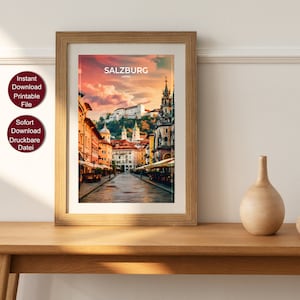 Salzburg Serenade – Austrian Elegance Vintage Travel Poster, Salzburg in Austria , European Travel Gift, Vintage Salzburg Poster Wall Art