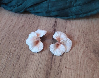 Large half flower earrings | Personalized earrings | Polymer clay earrings | Original silver earrings