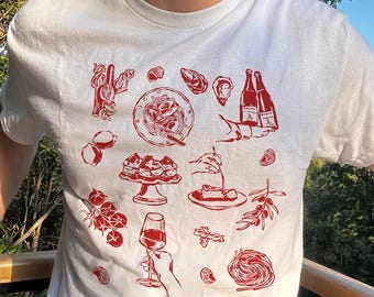 Maglietta La Dolce Vita Italia: grafica Sardine Can, Tomato Girl Summer