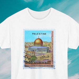 Authentisches palästinensisches Vintage-Briefmarken-T-Shirt: Ein Symbol für Frieden und Widerstand