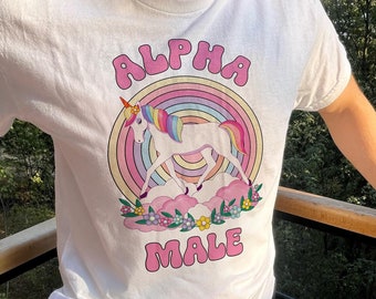 Funny Alpha Male Unicorn T-Shirt: Prank Gift Tee