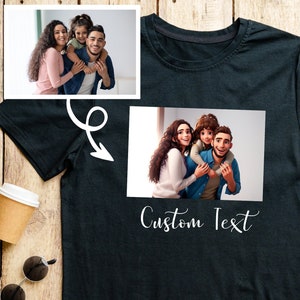 Retrato de dibujos animados de una camiseta con foto, imagen familiar personalizada, personaje gráfico de texto personalizado, camisa con foto personalizada, camiseta con dibujo de retrato