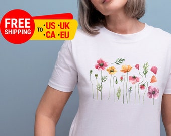 Boho Wildblumen Cottagecore Shirt | Geschenk für sie | Ästhetische Blumenspitze | Zaubergoth | T-Shirts | Florales Hemd | Geschenk für Frauen