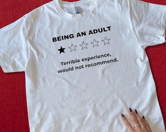Grappig T-shirt voor volwassenen: 1-sterrenrecensie, millennialhumor