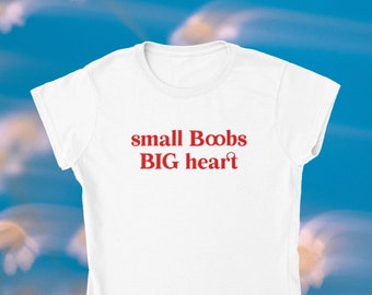 T-shirt bébé gros coeur petits seins, coton épais, T-shirt à slogan emblématique, T-shirt vintage esthétique des années 90, haut imprimé tendance