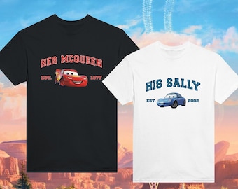 Chemise Cars assortie, T-shirt couple L. Mcqueen et Sally, Kachow L. Mcqueen, chemise Sally Cars Im Lightning, film Lightning, t-shirt His Her