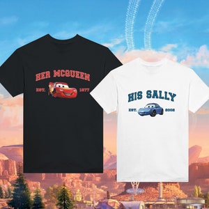 Chemise Cars assortie, T-shirt couple L. Mcqueen et Sally, Kachow L. Mcqueen, chemise Sally Cars Im Lightning, film Lightning, t-shirt His Her image 1