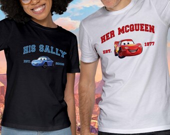 Cars Matching Shirt, L. Mcqueen and Sally Couple T-shirt, Kachow L. Mcqueen, Im Lightning Sally Cars  Shirt, Lightning Movie, His Her Tee