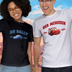 Cars Matching Shirt, L. Mcqueen und Sally Paar T-Shirt, Kachow L. Mcqueen, Im Lightning Sally Cars Shirt, Blitzfilm, Sein Her Tee Bild 1