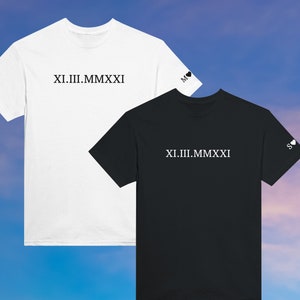 Custom Roman Numeral Matching Shirt, Personalized Couple Anniversary Date Outfits, Personalised Initial Name Tee, Wife Husband Birthday Gift