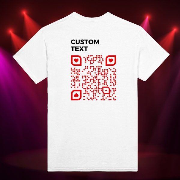 T-shirt con codice QR con testo personalizzato personalizzato, maglietta con codice QR Wanna Date Me, camicie QR aziendali personalizzate, regalo divertente per single, maglietta Wanna Marry Me