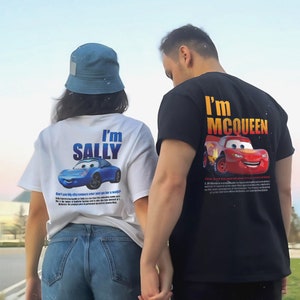 Camisa a juego de Cars, camiseta de pareja de L. Mcqueen y Sally, Kachow L. Mcqueen, camisa Im Lightning Sally Cars, película Lightning imagen 1