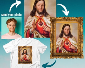 Benutzerdefiniertes Gesicht Jesus Christus T-Shirt, religiöses dunkel Humor Shirt, sarkastisches, christliches Essential T-Shirt, lustiges christliches Geschenk