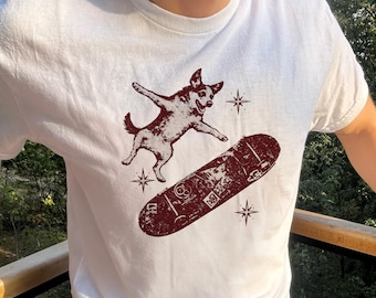 Skateboarding Dog T-Shirt – Vintage Skate Graphic Tee