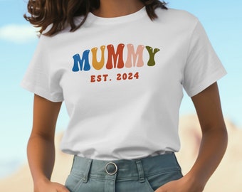 Mama T-shirt, Personalised Mum, Custom Mama Est 2024 Shirt, Aesthetic Mothers Day, Mama Birthday Gift, Mother's Day Top, Retro Mother Gifts