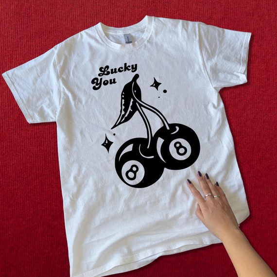 【新品未開封】BESTY ONLY LIMITED T-Shirt Lucky You Cherry 8 Ball Tee - Trendy St. Patrick's Day Graphic