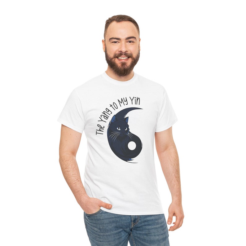 Chemise assortie Yin-Yang, T-shirt couple Catlover, Yin et Yang chats, Chemise assortie Bestie, Cadeau esthétique unique pour maman et papa pour chatons doux image 8