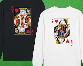 Queen & King of Hearts Long Sleeve Matching Couple Shirts