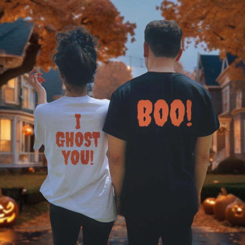 Matching Halloween Couple T-Shirts: I Ghost You & Boo Set image 4