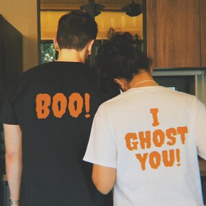 Matching Halloween Couple T-Shirts: I Ghost You & Boo Set image 3