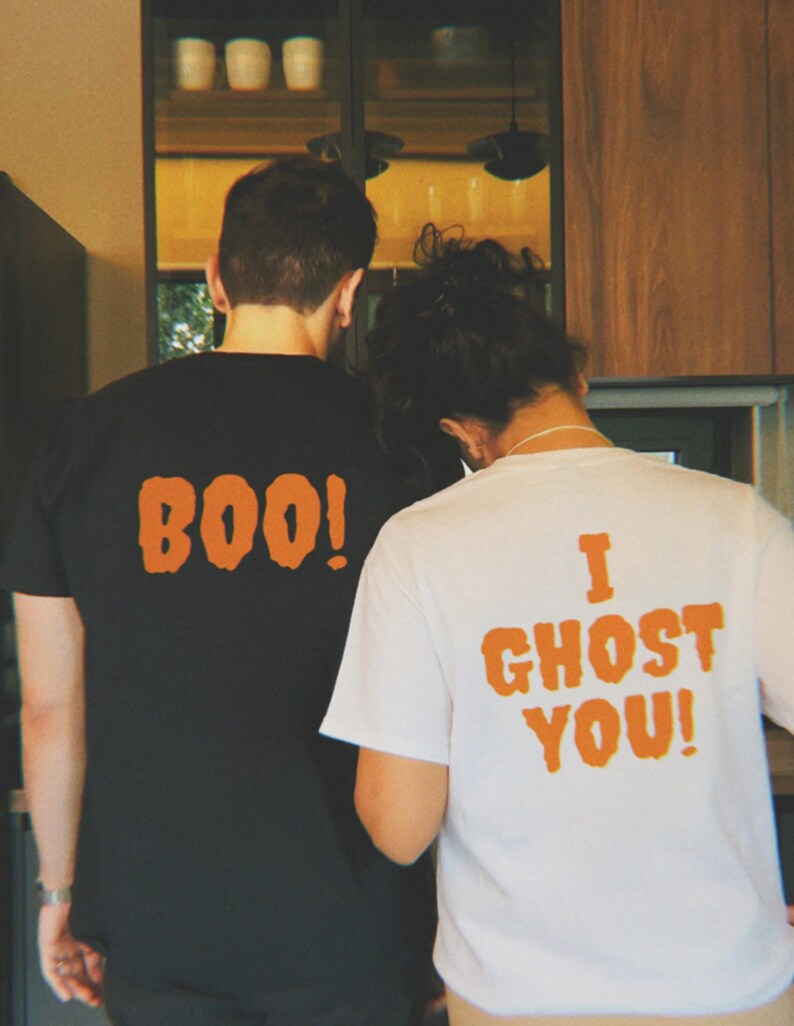 Matching Halloween Couple T-Shirts: I Ghost You & Boo Set image 3