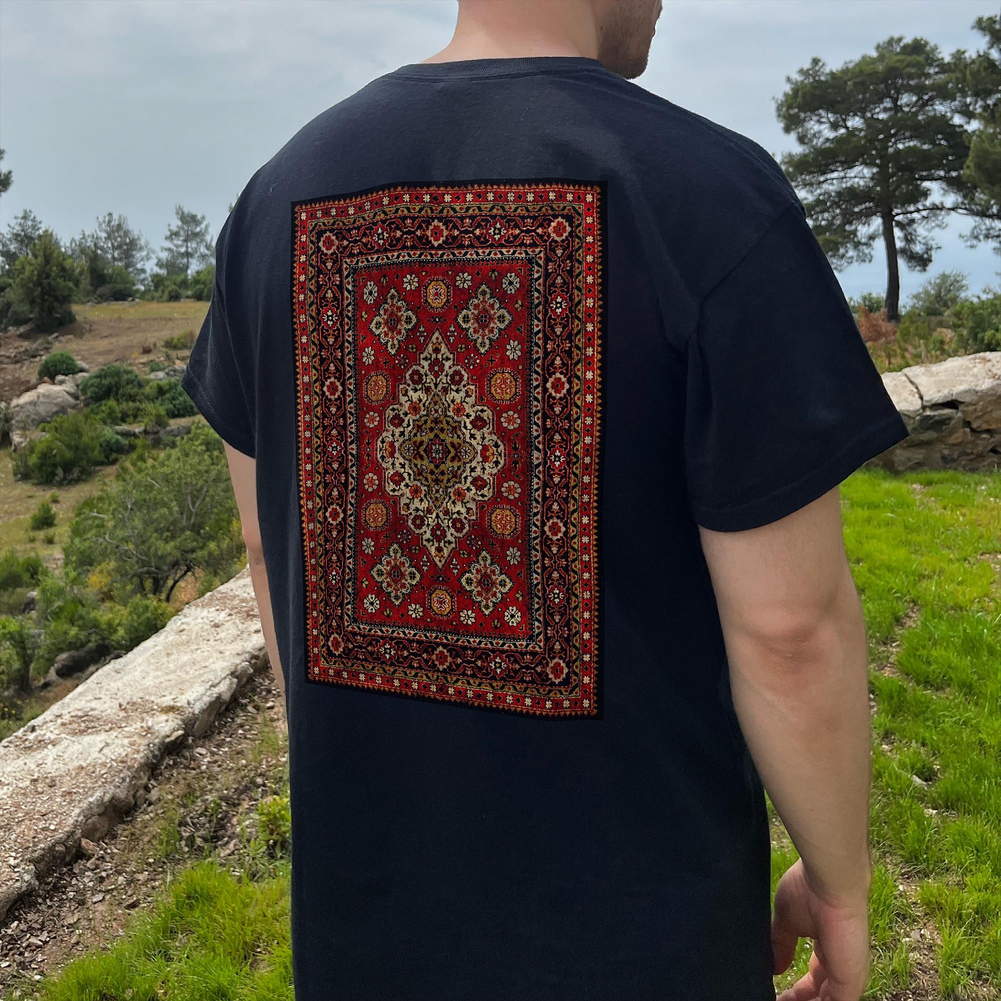 Turkish Rug Tribe Front Side Trendy Shirt, Antique Vintage Traditional Turkish Carpet T-shirt, Bohemian Woll Rug Tee, Anatolian Rug