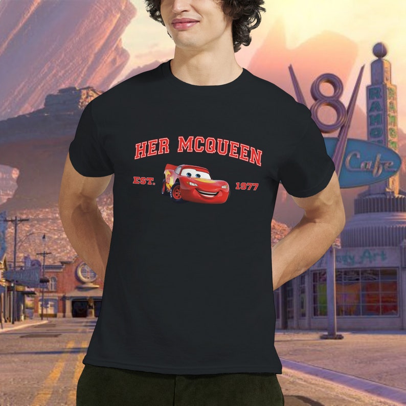 Cars Matching Shirt, L. Mcqueen and Sally Couple T-shirt, Kachow L. Mcqueen, Im Lightning Sally Cars Shirt, Lightning Movie, His Her Tee zdjęcie 4