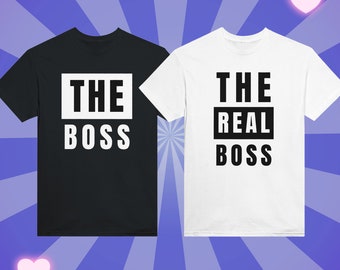 The Boss - Real Boss Regali di compleanno personalizzati per coppia, Camicia unica per coppie, Regalo di compleanno personalizzato, Regalo per Marito Moglie BF GF