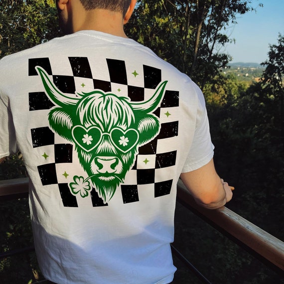 セントパトリックスデー ハイランドカウTシャツ：チェック柄アイ 