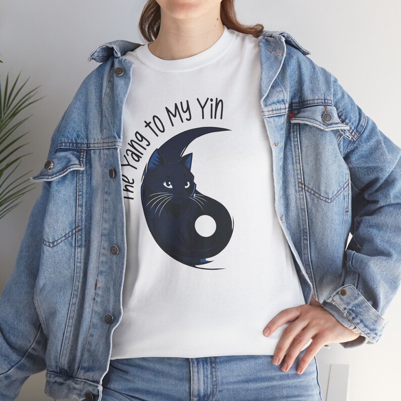 Chemise assortie Yin-Yang, T-shirt couple Catlover, Yin et Yang chats, Chemise assortie Bestie, Cadeau esthétique unique pour maman et papa pour chatons doux image 9